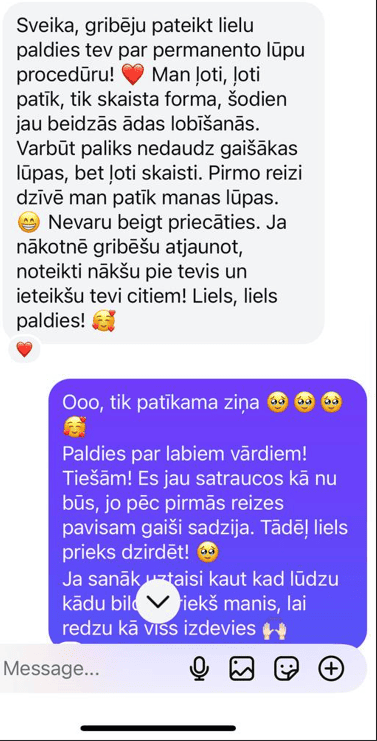 Atsauksme par permanento grimu lūpām