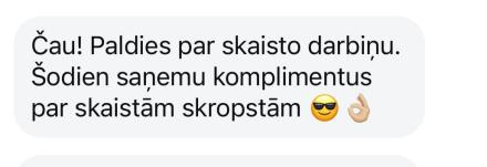 Skropstu laminēšana — klientes atsauksme Nr. 6