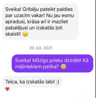 Uzacu laminēšana — klientes atsauksme Nr. 1