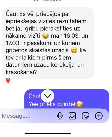 Uzacu laminēšana — klientes atsauksme Nr. 4