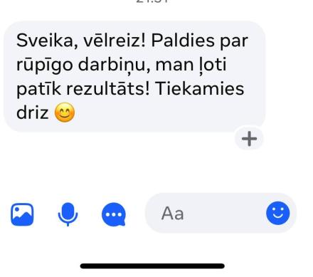 Uzacu laminēšana — klientes atsauksme Nr. 5